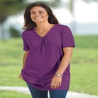 Perfect Short-Sleeve Shirred V-Neck Tunic image number null