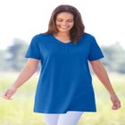 Perfect Short-Sleeve Shirred V-Neck Tunic image number null