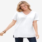 Perfect Short-Sleeve Shirred V-Neck Tunic image number null
