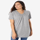 Perfect Short-Sleeve Shirred V-Neck Tunic image number null