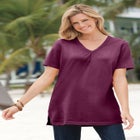 Perfect Short-Sleeve Shirred V-Neck Tunic image number null