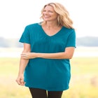 Perfect Short-Sleeve Shirred V-Neck Tunic image number null