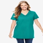 Perfect Short-Sleeve Shirred V-neck Tunic image number null