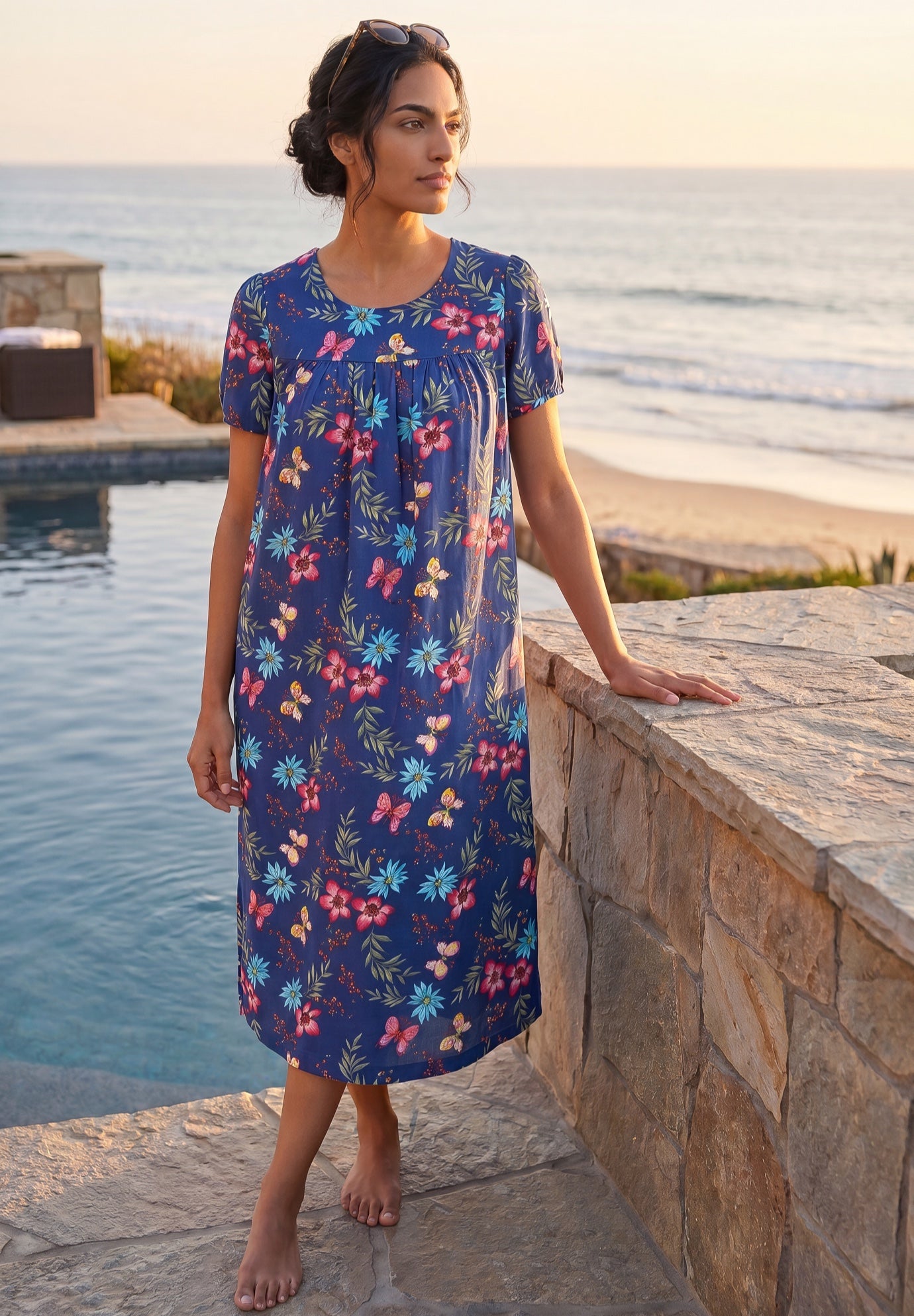 Short Print Shirred Lounger image number 0