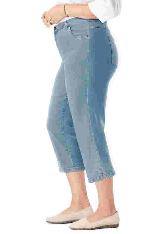 Stretch Denim Five-Pocket Capri Jeans image number 2