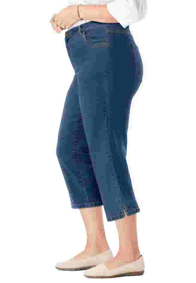Stretch Denim Five-Pocket Capri Jeans image number 2