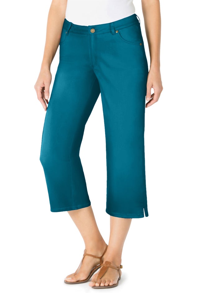 Stretch Denim Five-Pocket Capri Jeans image number 3