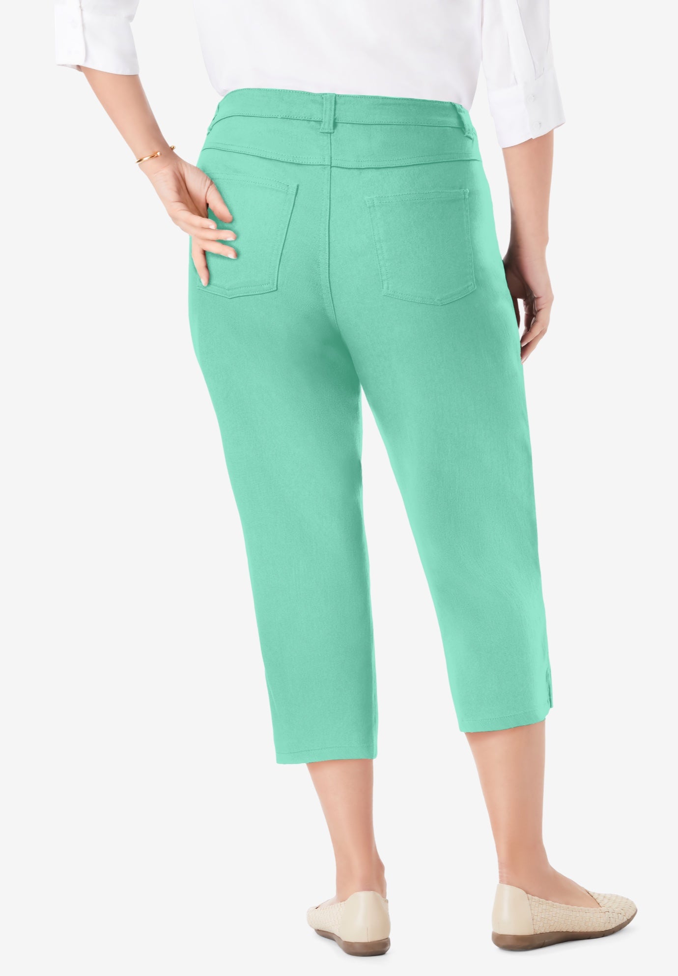 Stretch Denim Five-Pocket Capri Jeans image number 1