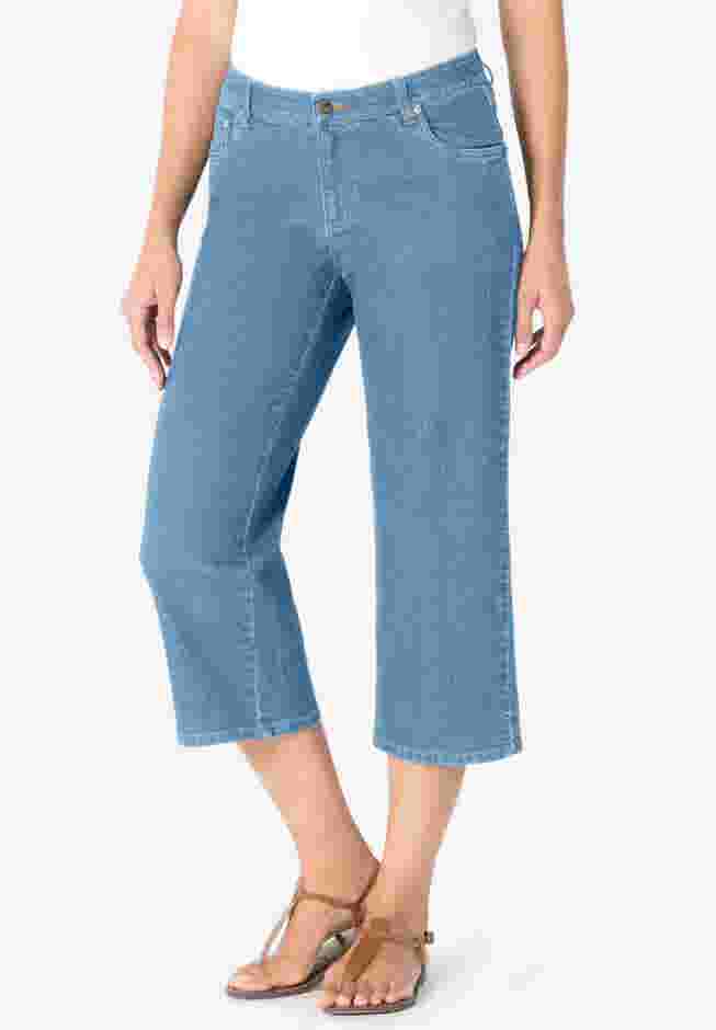 Stretch Denim Five-Pocket Capri Jeans image number 0