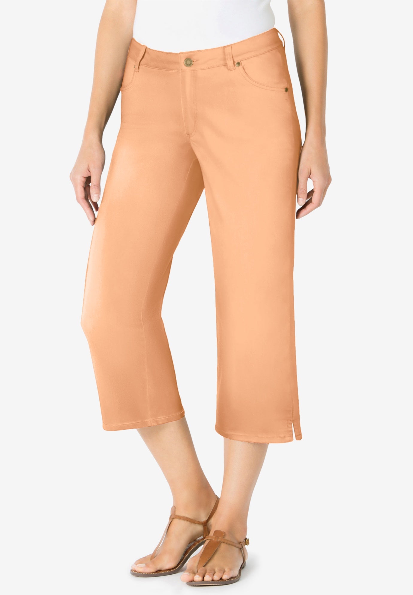 Stretch Denim Five-Pocket Capri Jeans image number 0