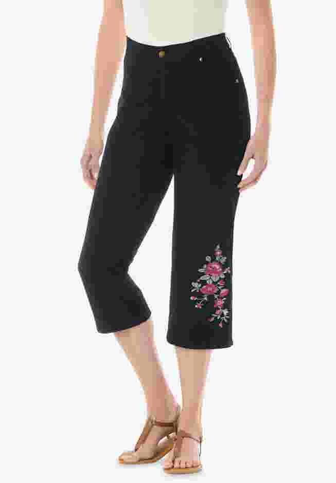 Stretch Denim Five-Pocket Capri Jeans image number 0