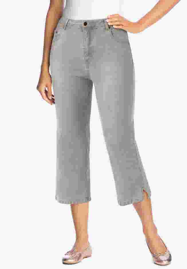 Stretch Denim Five-Pocket Capri Jeans image number 0