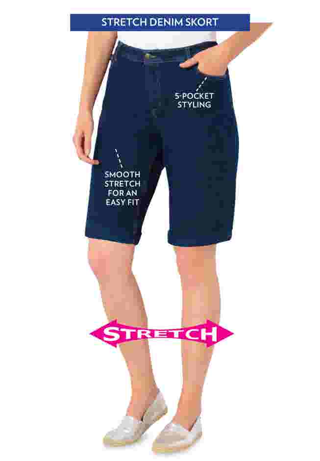 Stretch-Denim Five-Pocket Bermuda Jeans Shorts image number 2