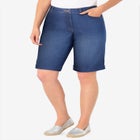 Stretch-Denim Five-Pocket Bermuda Jeans Shorts image number null