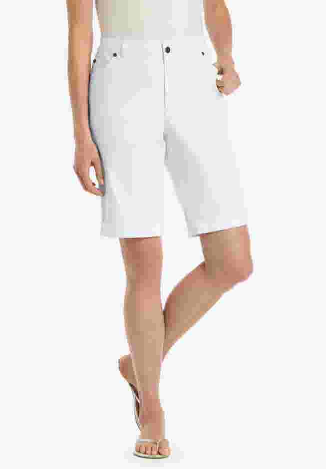 Stretch-Denim Five-Pocket Bermuda Jeans Shorts image number 0