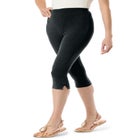 Stretch-Cotton Knit Pull-On Capri Leggings image number null