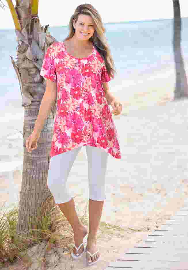 Stretch-Cotton Knit Pull-On Capri Leggings image number 0