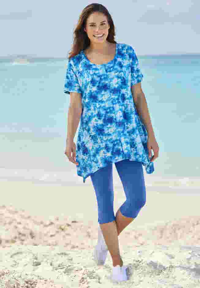 Stretch-Cotton Knit Pull-On Capri Leggings image number 0