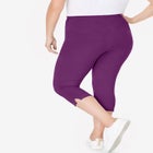 Stretch-Cotton Knit Pull-On Capri Leggings image number null