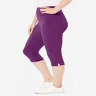Stretch-Cotton Knit Pull-On Capri Leggings image number null