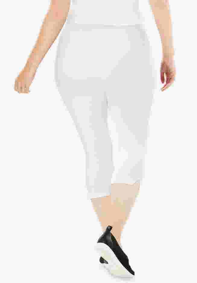 Stretch-Cotton Knit Pull-On Capri Leggings image number 2