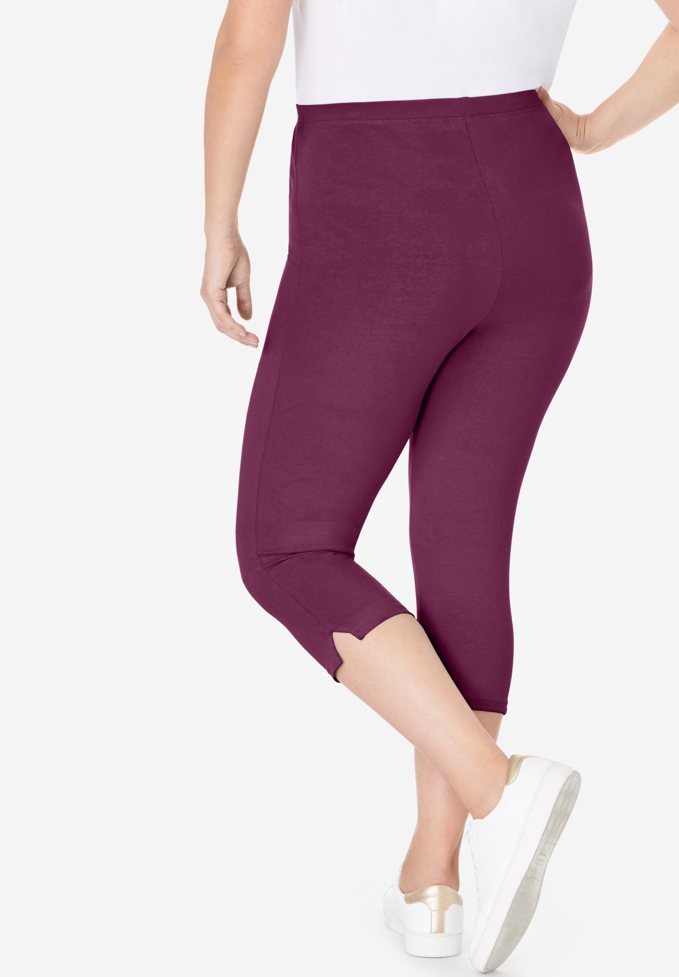 Stretch-Cotton Knit Pull-On Capri Leggings image number 1