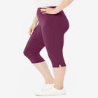Stretch-Cotton Knit Pull-On Capri Leggings image number null