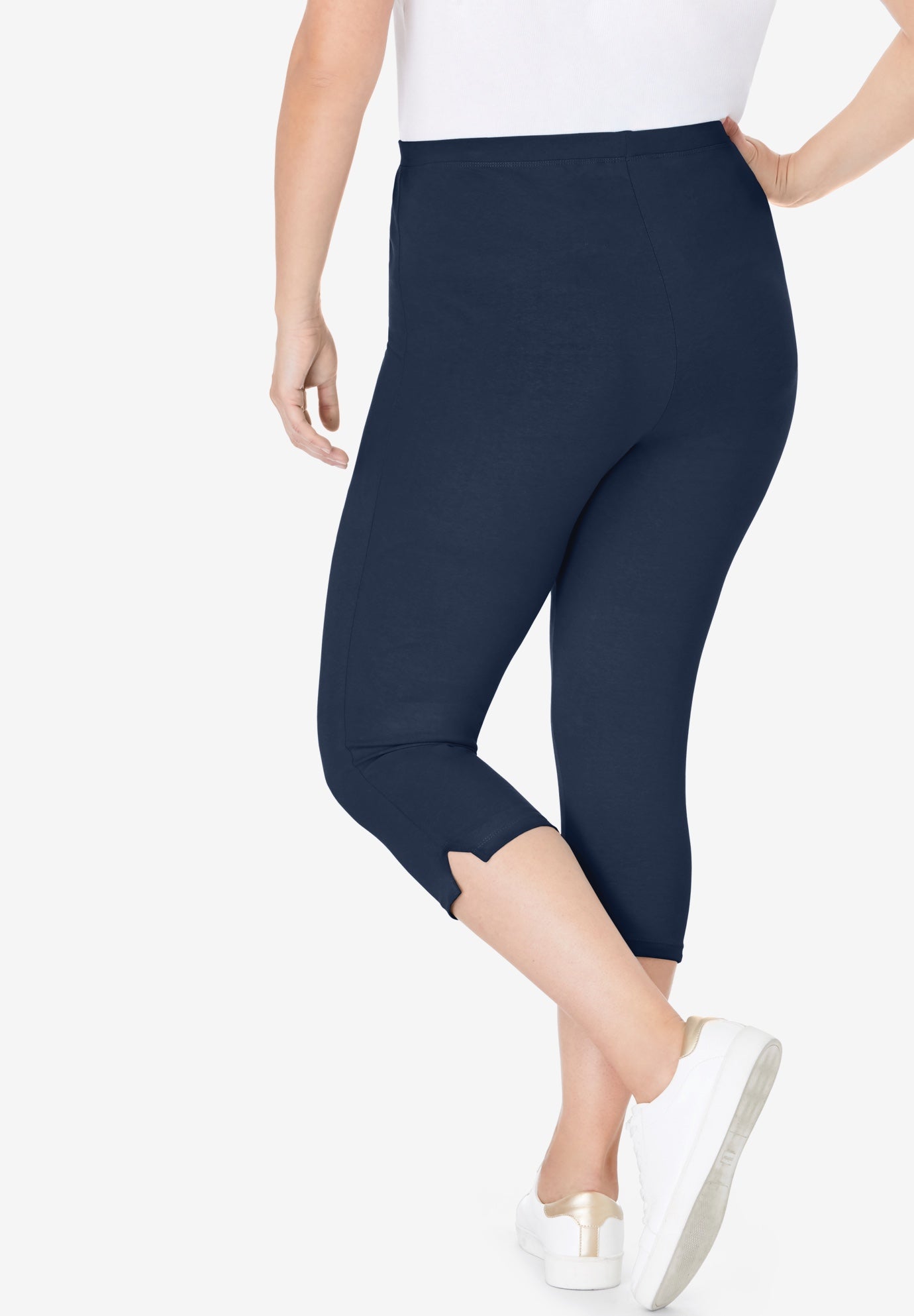 Stretch-Cotton Knit Pull-On Capri Leggings image number 1