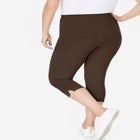 Stretch-Cotton Knit Pull-On Capri Leggings image number null