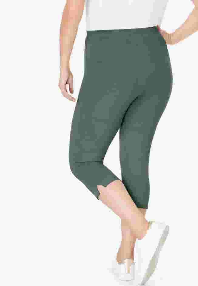 Stretch-Cotton Knit Pull-On Capri Leggings image number 1