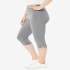 Stretch-Cotton Knit Pull-On Capri Leggings image number null