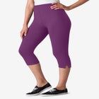 Stretch-Cotton Knit Pull-On Capri Leggings image number null
