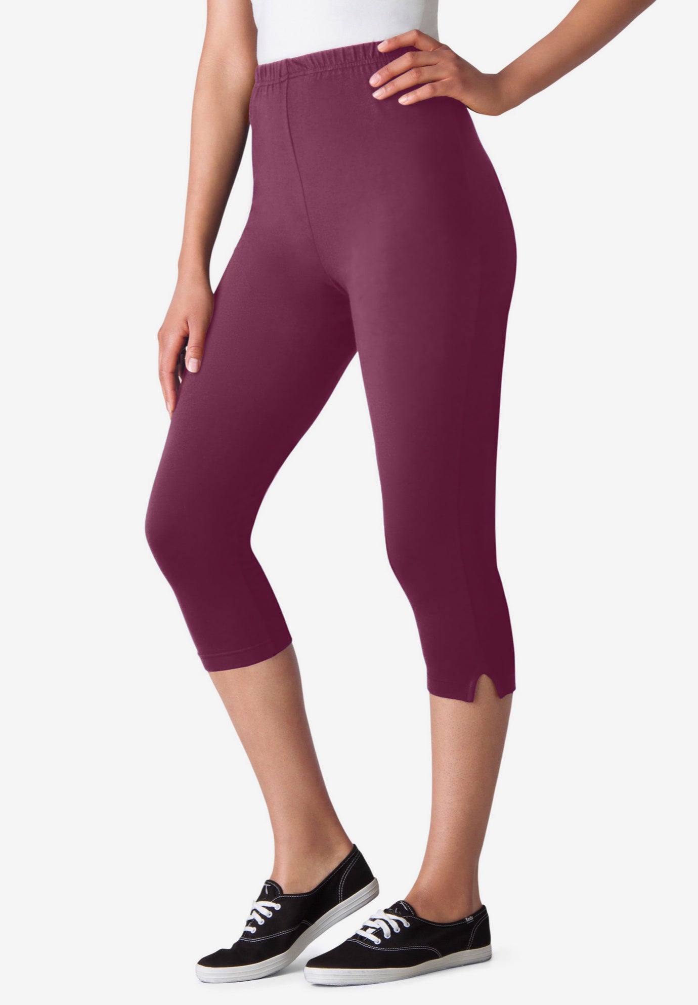 Stretch-Cotton Knit Pull-On Capri Leggings image number 0