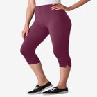 Stretch-Cotton Knit Pull-On Capri Leggings image number null
