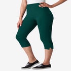 Stretch-Cotton Knit Pull-On Capri Leggings image number null