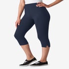 Stretch-Cotton Knit Pull-On Capri Leggings image number null
