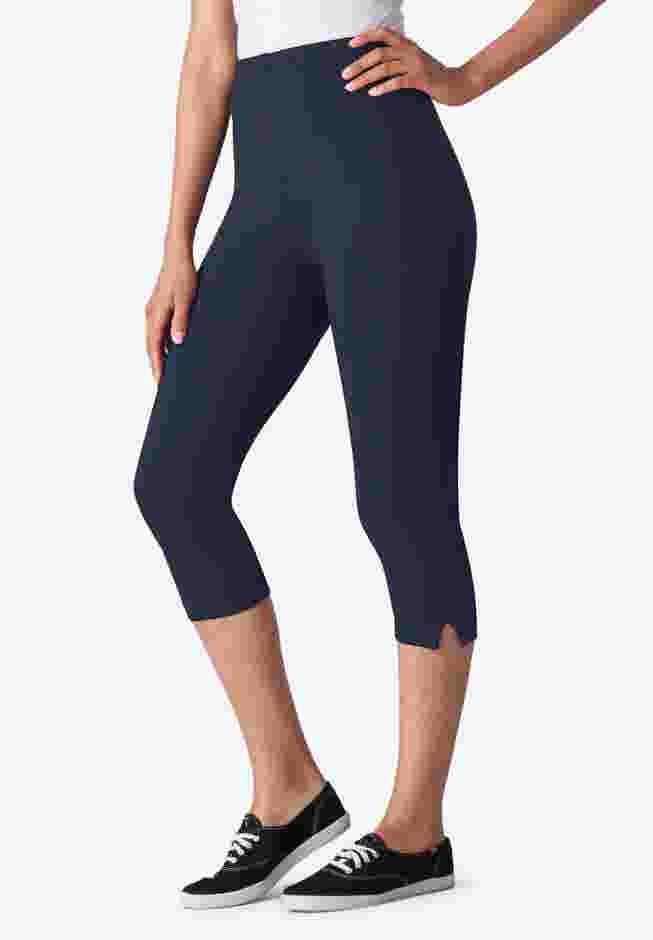 Stretch-Cotton Knit Pull-On Capri Leggings image number 0