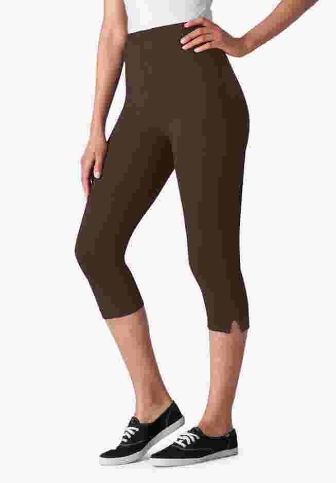 Stretch-Cotton Knit Pull-On Capri Leggings image number 0