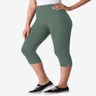 Stretch-Cotton Knit Pull-On Capri Leggings image number null
