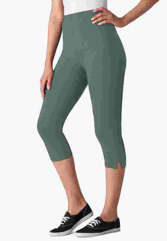 Stretch-Cotton Knit Pull-On Capri Leggings image number 0