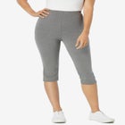 Stretch-Cotton Knit Pull-On Capri Leggings image number null