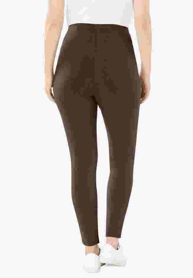 Womens Plus-Size Stretch-Cotton Knit Pull-On Leggings image number 1