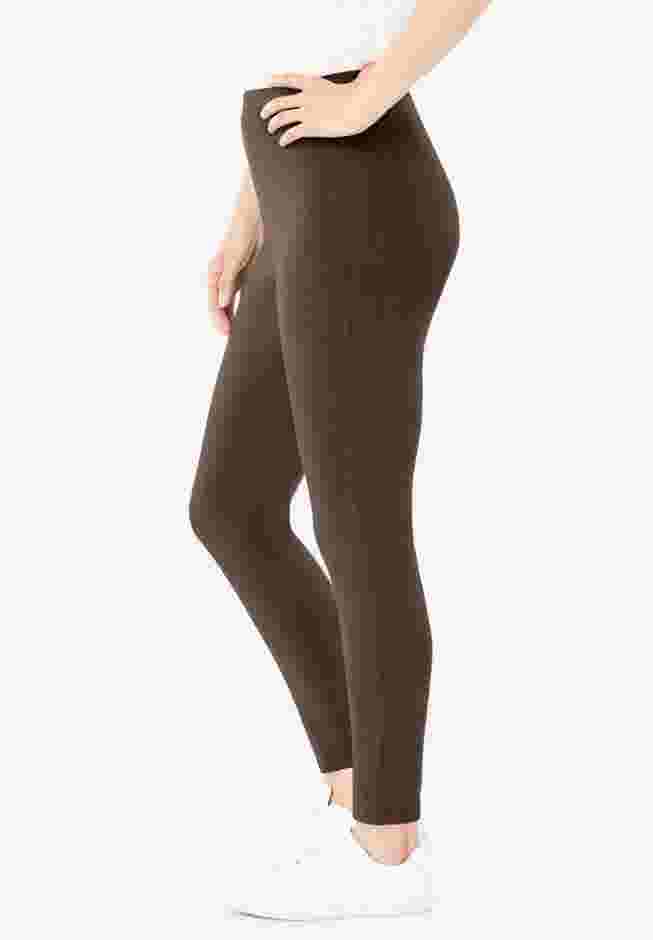 Womens Plus-Size Stretch-Cotton Knit Pull-On Leggings image number 2