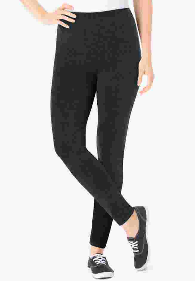 Womens Plus-Size Stretch-Cotton Knit Pull-On Leggings image number 0