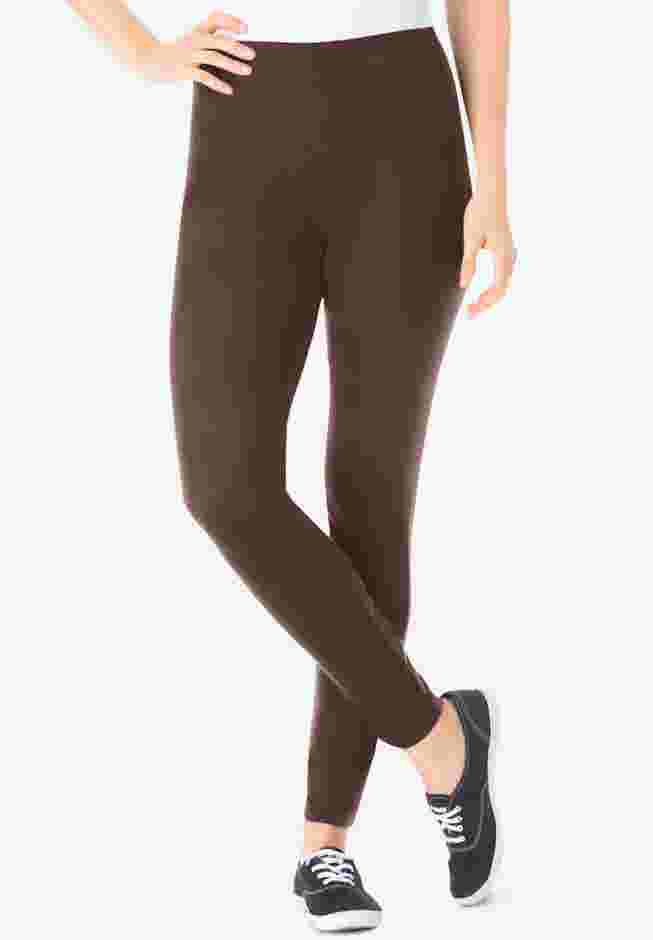 Womens Plus-Size Stretch-Cotton Knit Pull-On Leggings image number 0