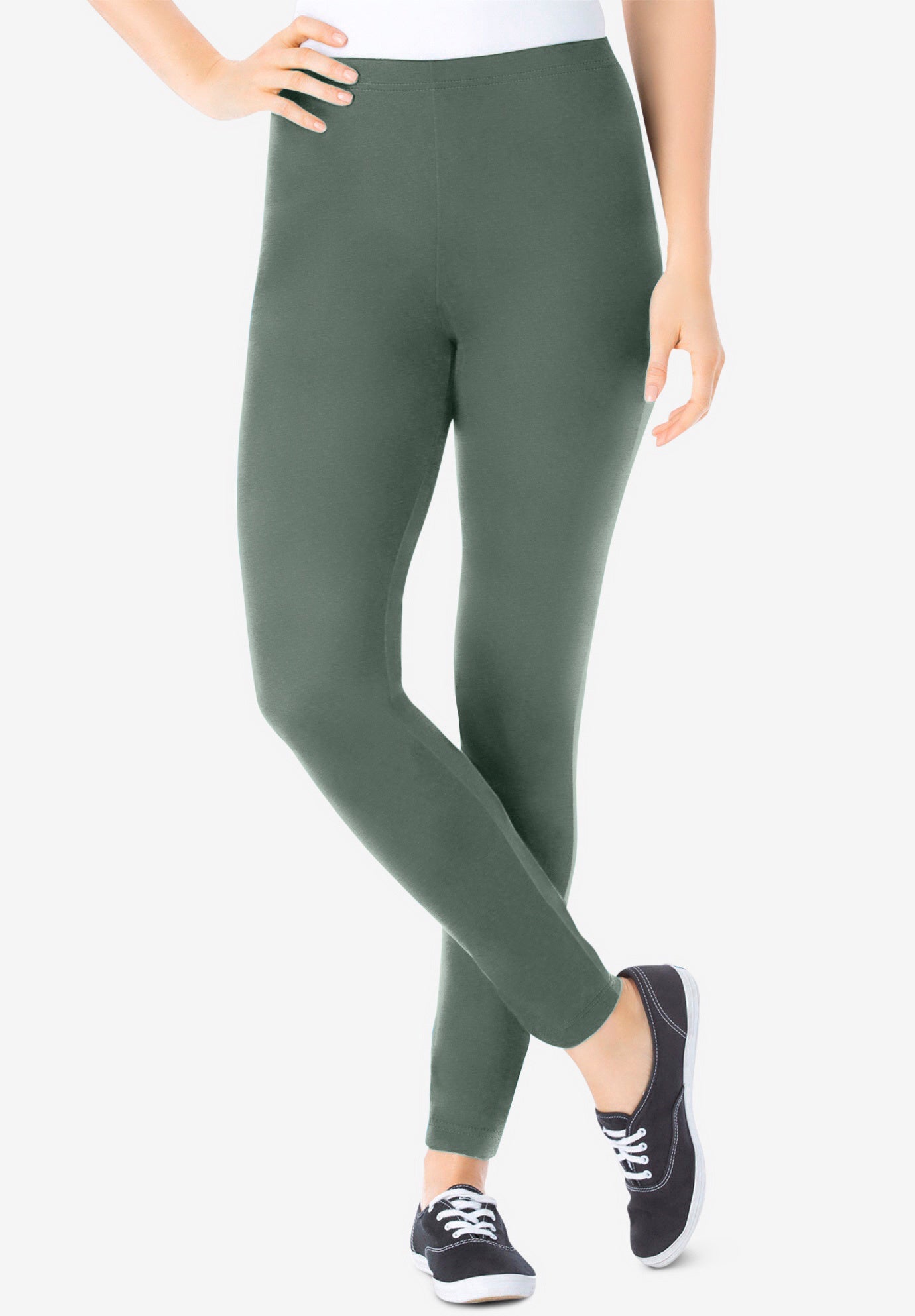 Stretch-Cotton Knit Pull-On Leggings image number 0