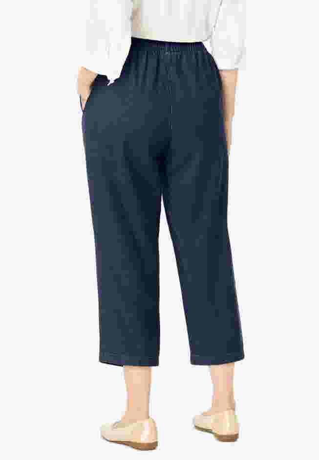 7-Day Elastic-Waist Pull-On Cotton Denim Capri Jeans image number 1