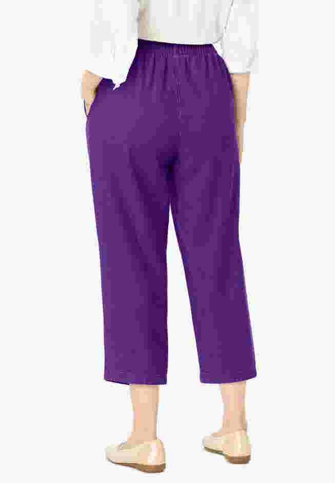 7-Day Elastic-Waist Pull-On Cotton Denim Capri Jeans image number 1
