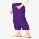 7-Day Elastic-Waist Pull-On Cotton Denim Capri Jeans image number null