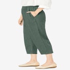 7-Day Elastic-Waist Pull-On Cotton Denim Capri Jeans image number null